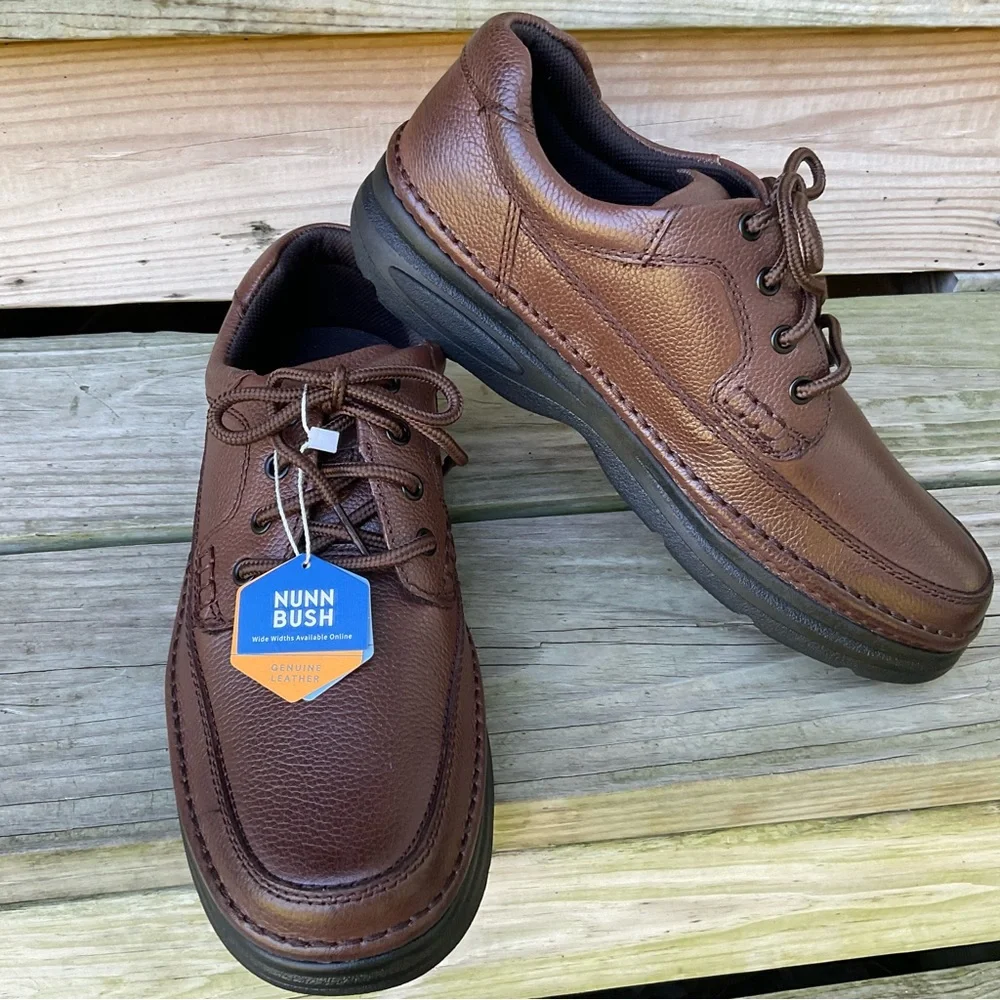Nunn Bush Leather Oxfords Lace Up Comfort Gel Men’s 10 M Pebbled Dress Casual
